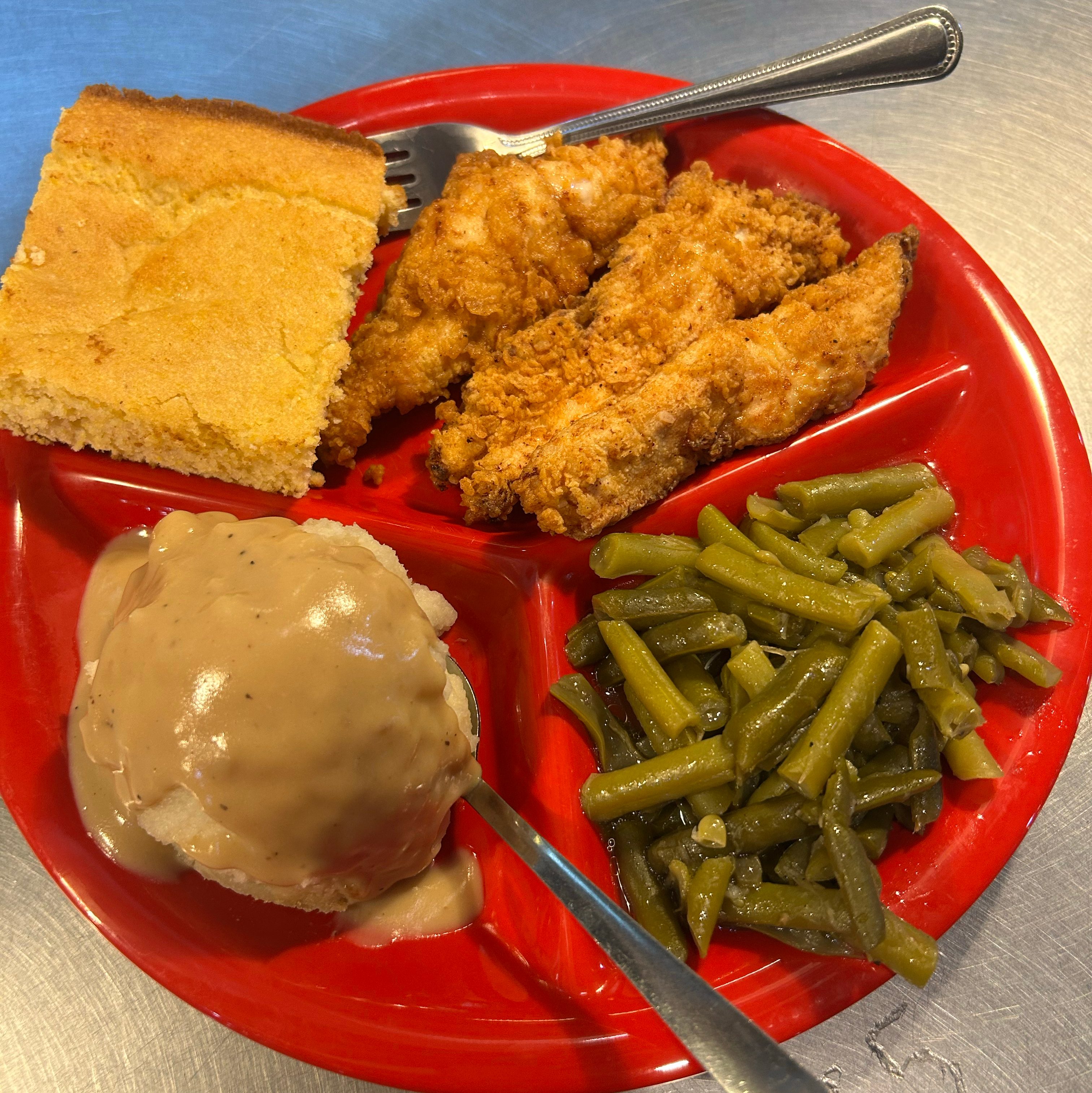 Hand Battered Chicken Tenders Plate.