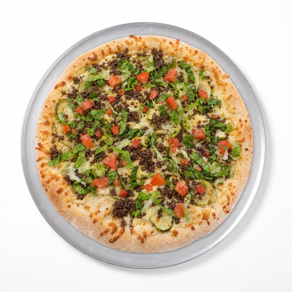 Semi-Famous Samburger Specialty Pizza.