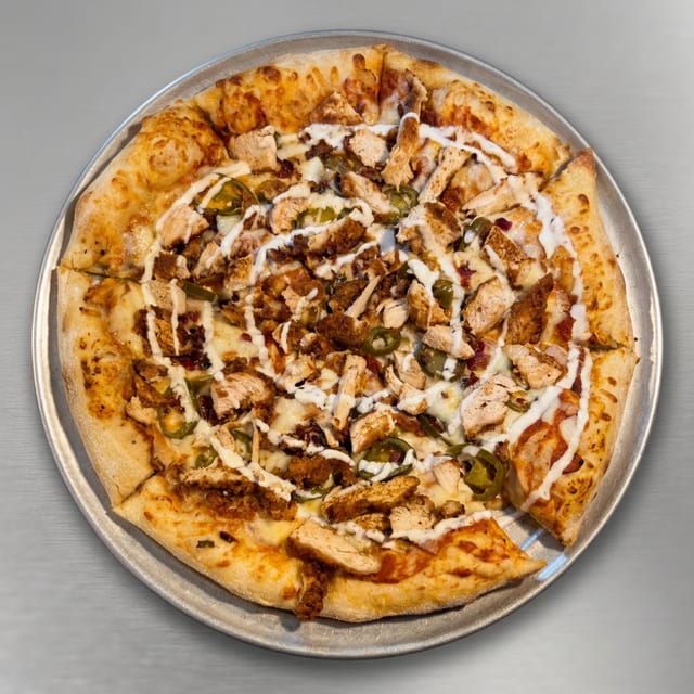 Spicy Fried Chicken Specialty Pizza.